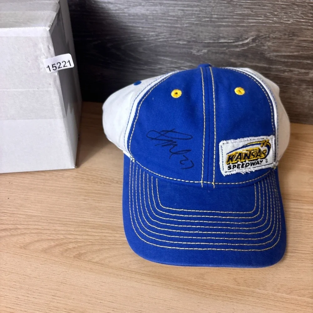 Kansas Speedway Hat Cap Strap‎ Back Blue Yellow Racing Adjustable